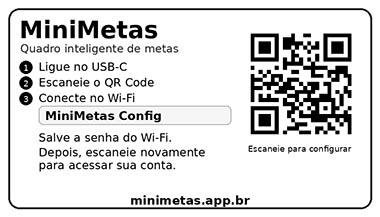 Etiqueta de configuração atrás do quadro MiniMetas